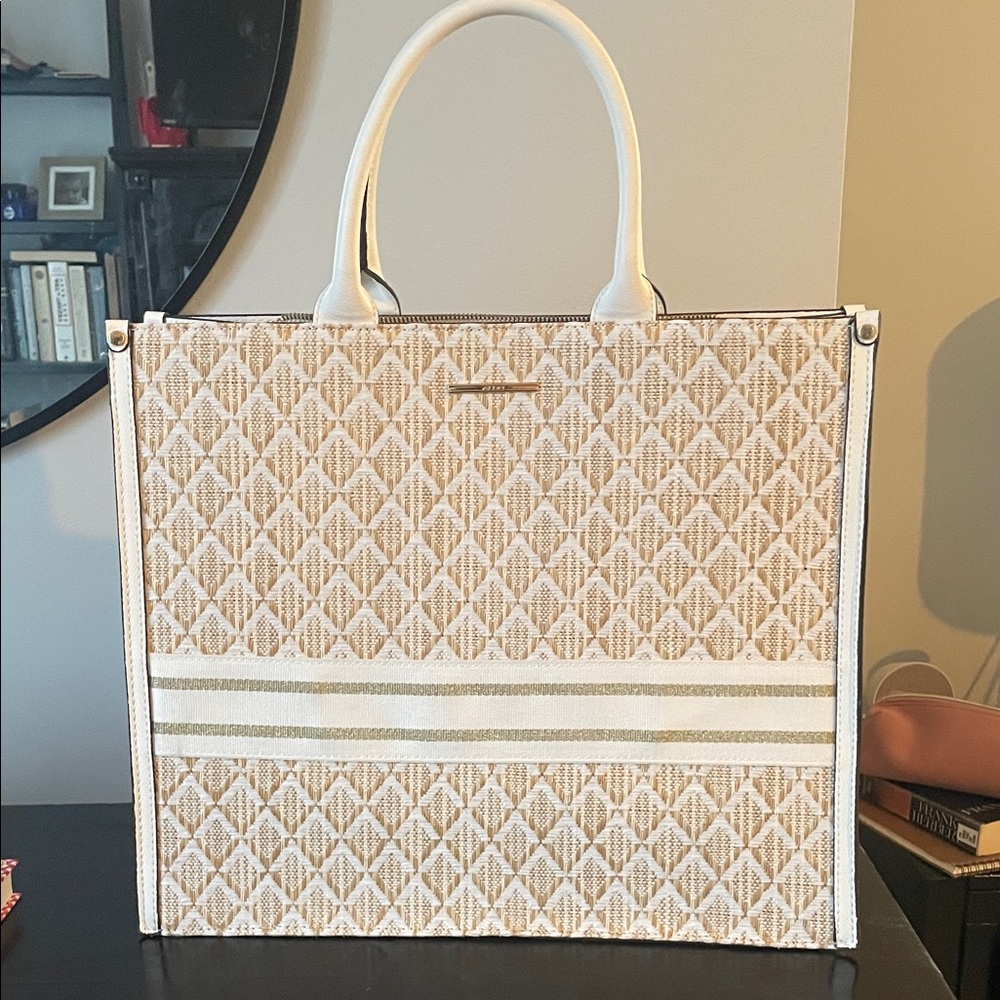 White woven Aldo tote